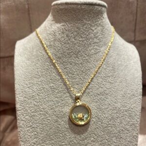 “Believe” Charm Crystals Gold Necklace with Floating Window 17”